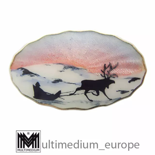 Sterling Silber Brosche Norwegen Emaille enamel silver brooch norway