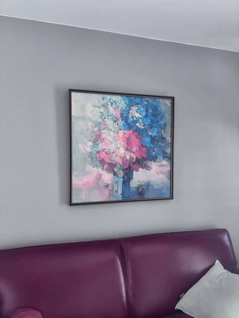 D. PORINCHAK PLUM Rose Bouquet Lithograph Large Square 33” X 33