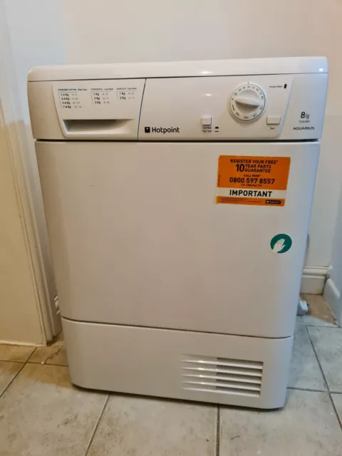 Hotpoint Aquarius TCM580 Tumble Dryer 8KG Drum. Used. TURNS ON BUT UNTESTED.