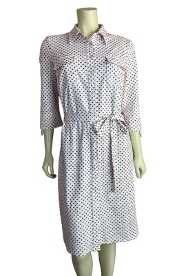 J. Mclaughlin Shirt Dress Catalina Cloth Print 3/4 Sleeve White Collar Button L