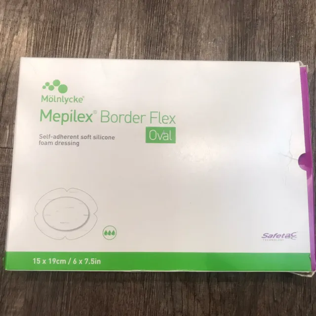 MOLNLYCKE Mepilex Border Flex 6" x 7.5" Silicone Dressing, Oval 583400 Box Of 5