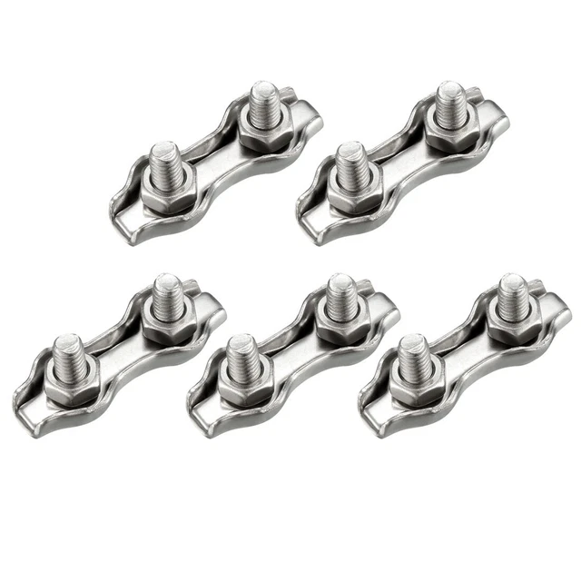 5 Pcs duplex acier inox Clip serre-câble à câble complet pour 0,8 à 1.5mm corde