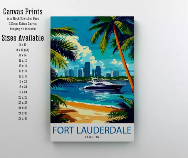 Fort Lauderdale Travel Print Fort Lauderdale Wall Decor Florida Beach Art Fort L 2