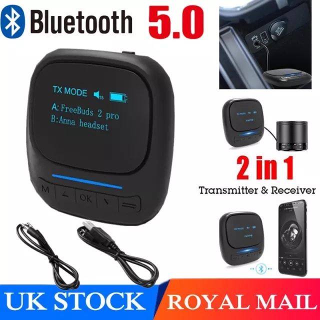 USB Bluetooth 5 0 EDR LCD Display audio receiver and transmitter with  bluetooth audio jack receiver for TV Car PC