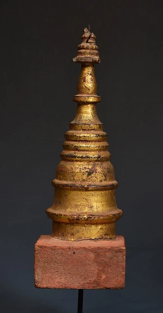 19th Century, Mandalay, A Set of Antique Burmese Wood Carving Pagoda Stupa 4