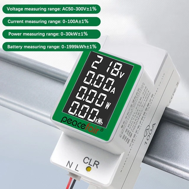 Voltmetro Guida Binario LED senza Contatto Potenza Metro Screw-Free AC50-300V /