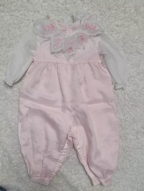 Vintage Girls Romper 18 Months Pink Long Sleeves Jayne Copeland