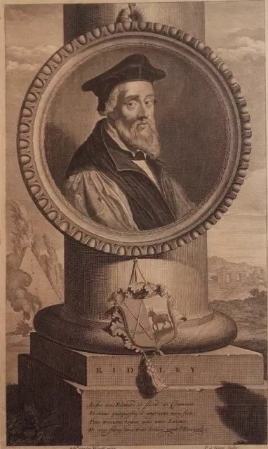 GRAVURE XVIIe NICOLAS RIDLEY réforme GUNST protestantisme portrait engraving