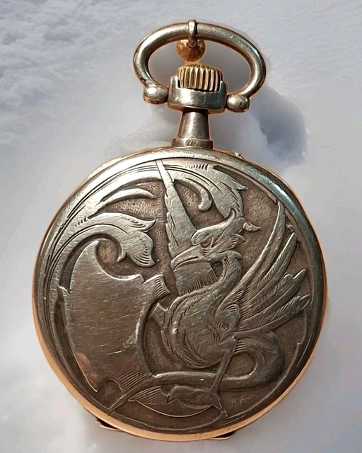 Montre De Col (gousset) Art Nouveau En Argent Massif - Gravée Guillochée - Fabrication Vers 1880 - Mécanique
