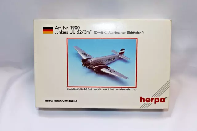 Herpa 1900 Junkers Ju 52/3M Manfred Von Richthofen Fertigmodell Ovp 1:160