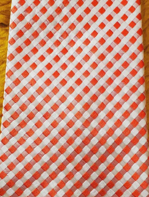Paul Smith ~ Mens Woven Silk Tie ~ Red White Tablecloth Check ~ 60"