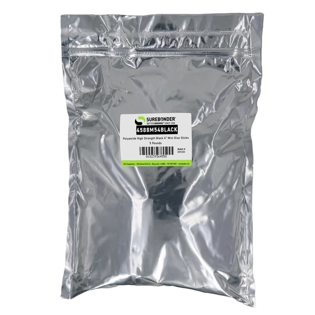 Surebonder Bulk High Strength 4" Polyamide Black Hot Glue Stick - 5 Lb