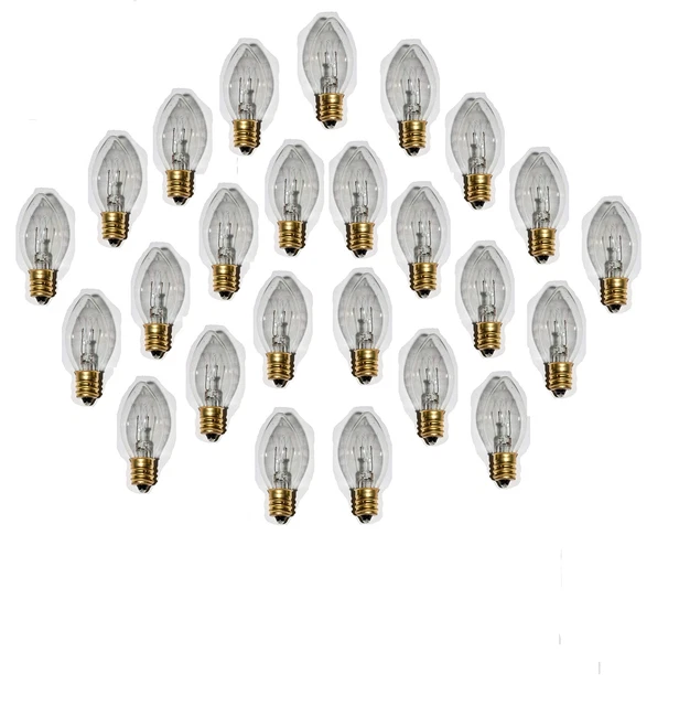 C7 Night Light Bulbs With E12 Candelabra Base 5 Watt 130 Volt Set Of 25