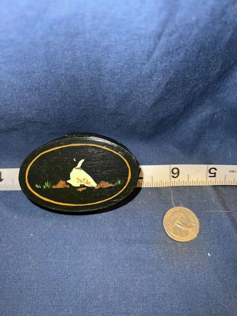 Jack Russell Terrier Vintage Hand Painted Small Oval Shaker Box (GTG)