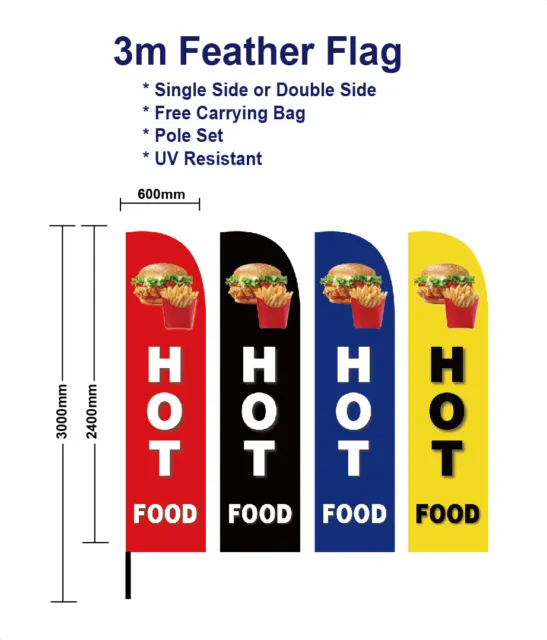 Outdoor Hot Food Flag 3M 4M 5M Feather Flags Spike Base kit Red Sign Banner