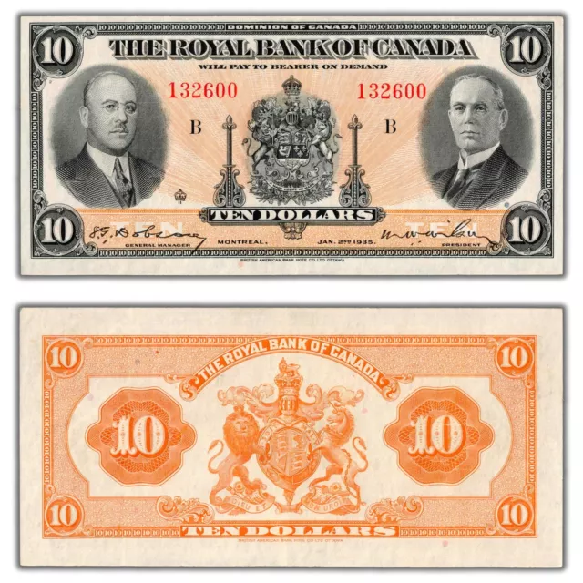 $10 1935 Royal Bank of Canada Chartered Note #630-18-04 - About EF