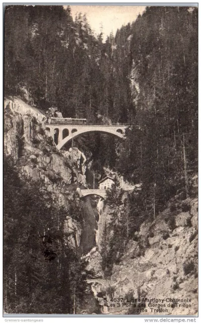 SUISSE - VALAIS - Ligne Martigny Chamonix - les 3 ponts des gorges du Triege