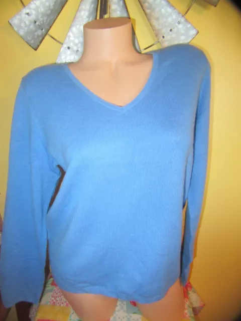 WOMEN'S CHARTER CLUB Blue Cashmere V-Neck Sweater Size L $19.99 - PicClick