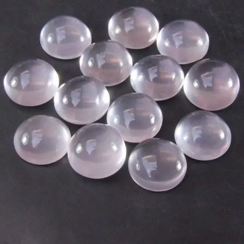 ROSE-QUARTZ, ROUND CABOCHON-CUT, 8mm, 2 PIECES, NATURAL BRAZILIAN GEMSTONES