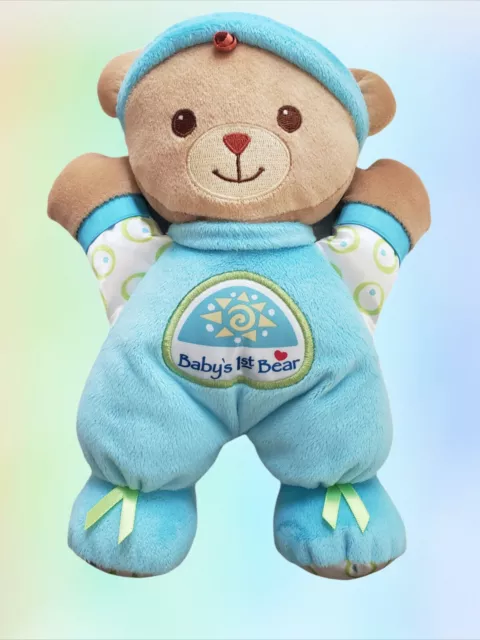 🍇 Fisher Price Baby's 1st First Teddy Bear Blue Soft Plush Doll Rattle Toy 10"