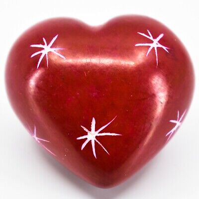 Vaneal Group Hand Carved Kisii Soapstone Red Miniature Mini Heart Love Figure