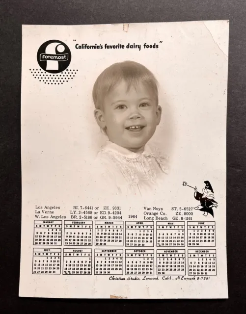 Foremost Dairy Photo Calendar 1964 “California Favorite Dairy Foods”