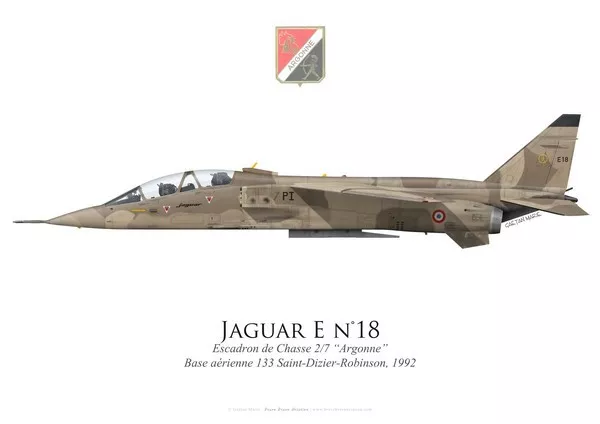 Print SEPECAT Jaguar E, EC 2/7 "Argonne", French Air Force, 1992 (par G. Marie)