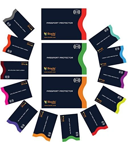 Travel RFID Blocking Sleeves, Set with Color Coding. Identity Theft Prevention