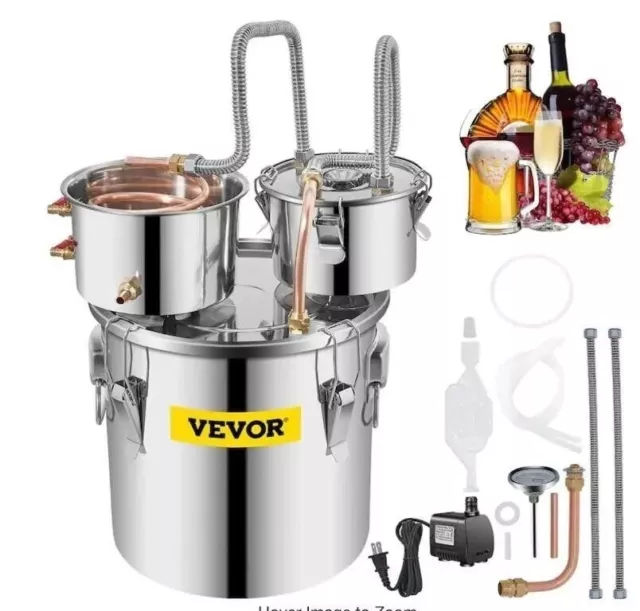 VEVOR 3 Pots 5 Gal Moonshine Still 20L Water Alcohol Distiller Copper Tube