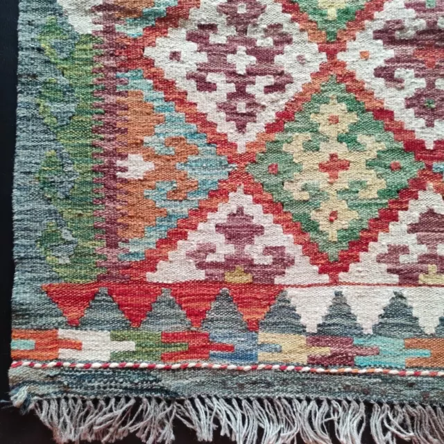 Stammes handgefertigter afghanischer/türkischer Läufer Kilim Teppich, aztekischer Wollteppich, Größe 198x78 CM 2