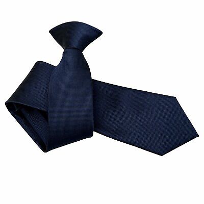 Navy Blue Slim Clip per Cravatta TESSUTA Semplice Tinta Unita Controllo da Uomo Cravatta Da DQT