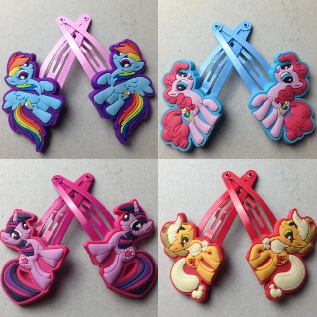 MY LITTLE PONY Set of 8 Hair Clips - Rainbow, Pinkie, Twilight, Apple +FREE GIFT