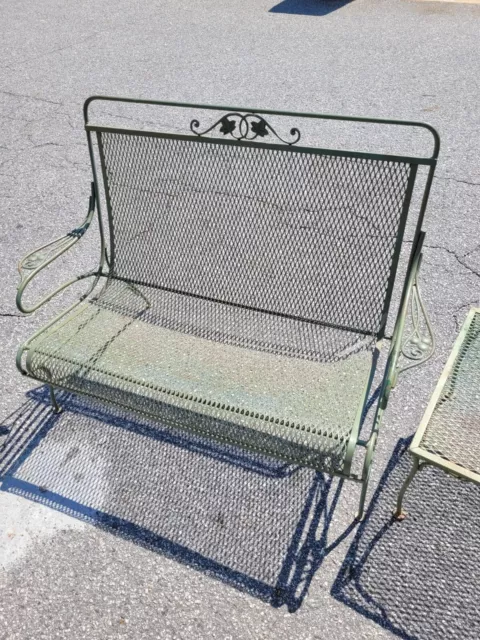 Vintage Wrought Iron Outdoor Furniture Green Bench