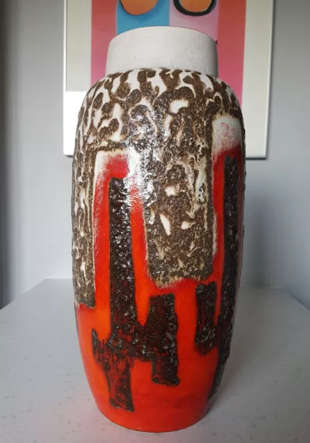 Classic Fat Lava West German Red Mixed Lava Vase By SCHEURICH  perfect 38cm3.1KG