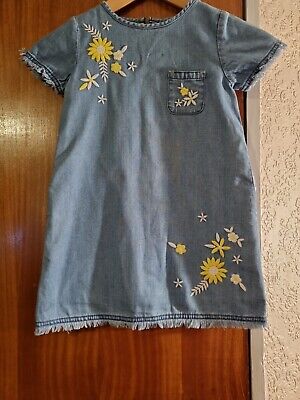 Mini Boden embroidered denim summer dress age 4-5yrs