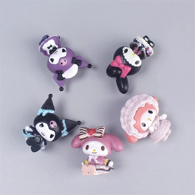 5pcs Cute My Melody Kuromi Figures Toy Maid Costume Figurine Cake Toppers