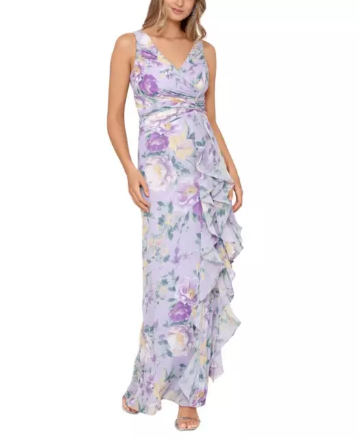 New $259 Xscape  Women's Long Sleeveless V-Neck Maxi Dress A4076