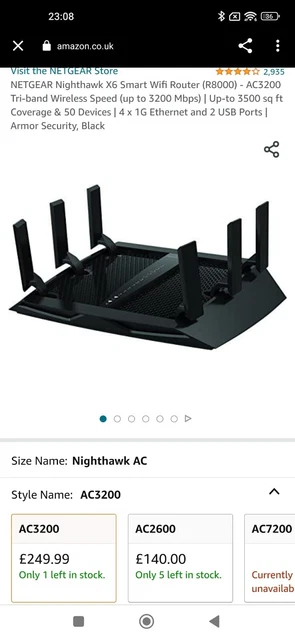 NETGEAR Nighthawk X6 router WiFi intelligente (R8000) - AC3200 velocità wireless tri-band 3
