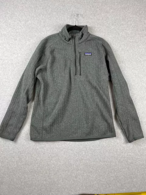 PATAGONIA SWEATER MENS Large Gray Better Sweater Fleece Pullover 1/4 ...