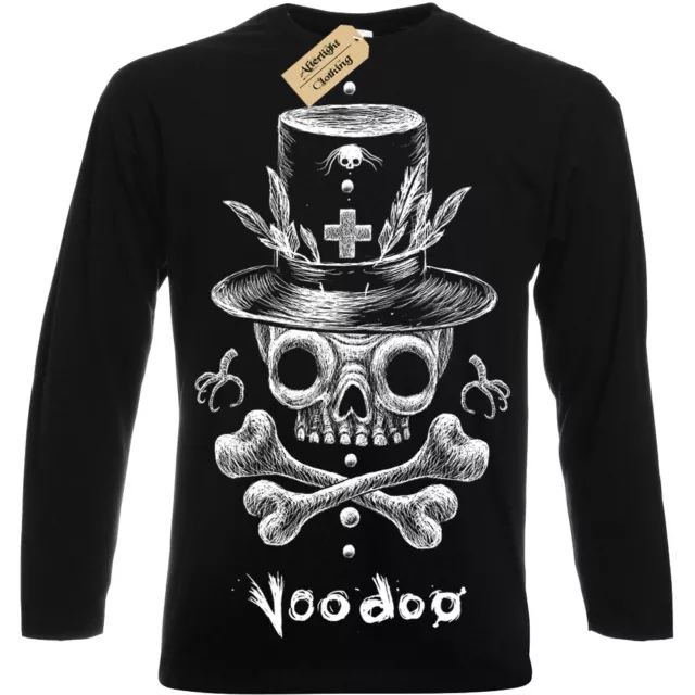 Voodoo T Shirt mens womens gothic alternative goth rock skull biker long sleeve