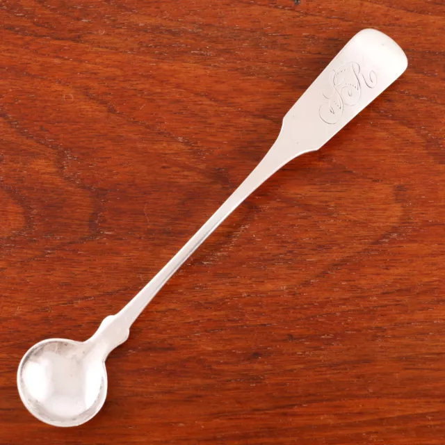 H Hastings Cleveland, Oh Coin Silver Mustard Ladle Fiddle 1815-20 Monogram Sr