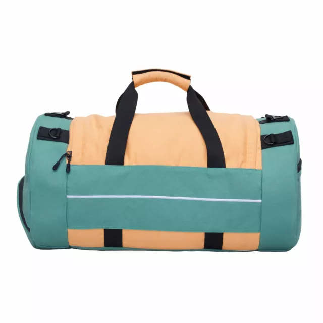 Faded Jade & Mandarin Canvas Duffle Bag With Detachable Straps (60L) | Haki