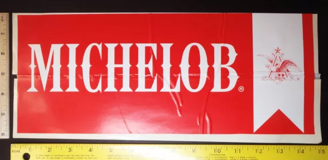 Large Red MICHELOB Sticker w/ A&Eagle Logo and Ribbon Graphic 15x6"
