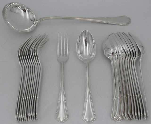 Ercuis Victoria/Contours, ménagère de 25 pièces, 12 couverts de table + 1 louche