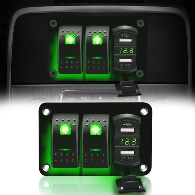 Interruttore a dondolo 3 gruppi pannello IP67 marino camper camion PPT + PC + alluminio Pa