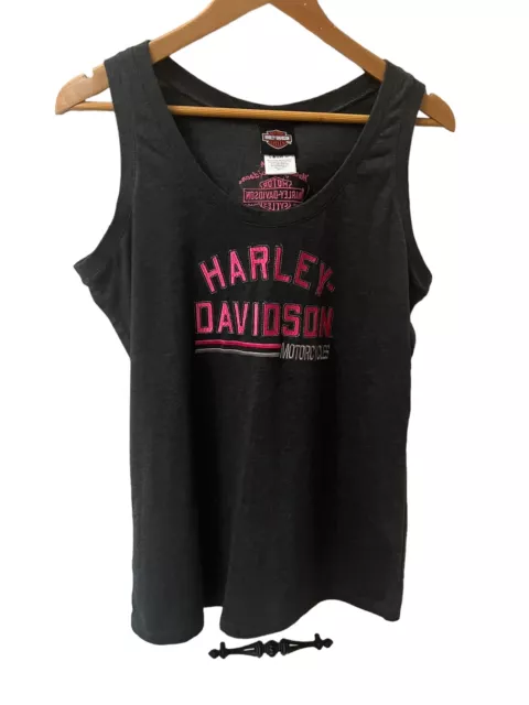 Harley Davidson Women's Size XL Black Tank Top Pink Embroidery Morristown TN