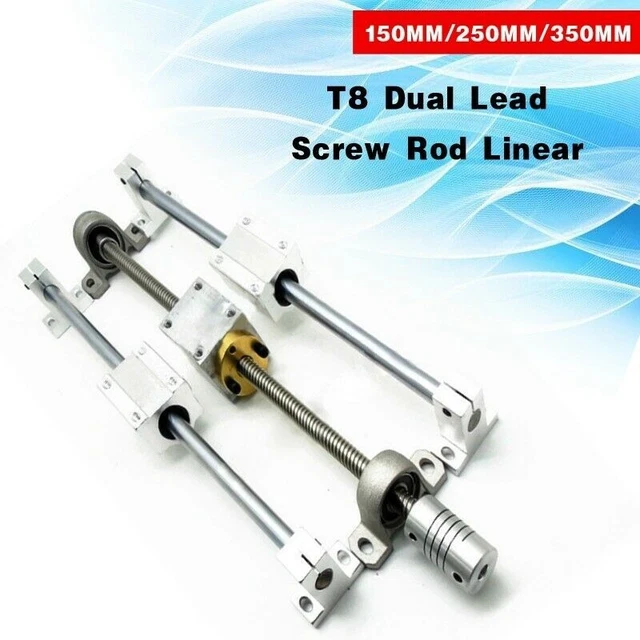 1 Set Horizontal T8 Dual Lead Screw Rod Linear Rail Supports Guide HRC602 Kit