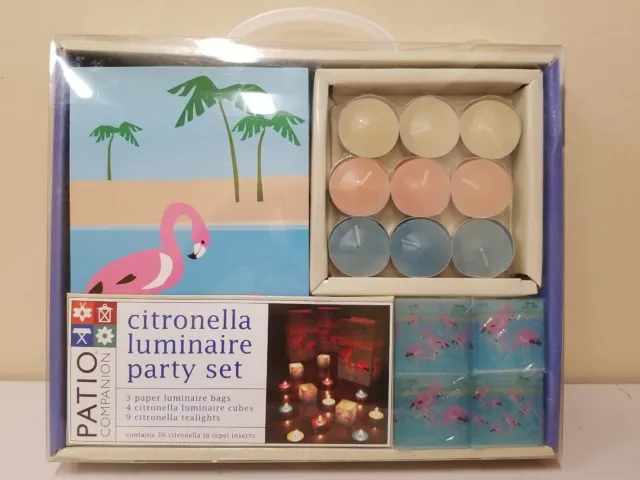Pink Flamingo ~ Citronella Luminaire Party 16 Piece Set ~ by Patio Companion