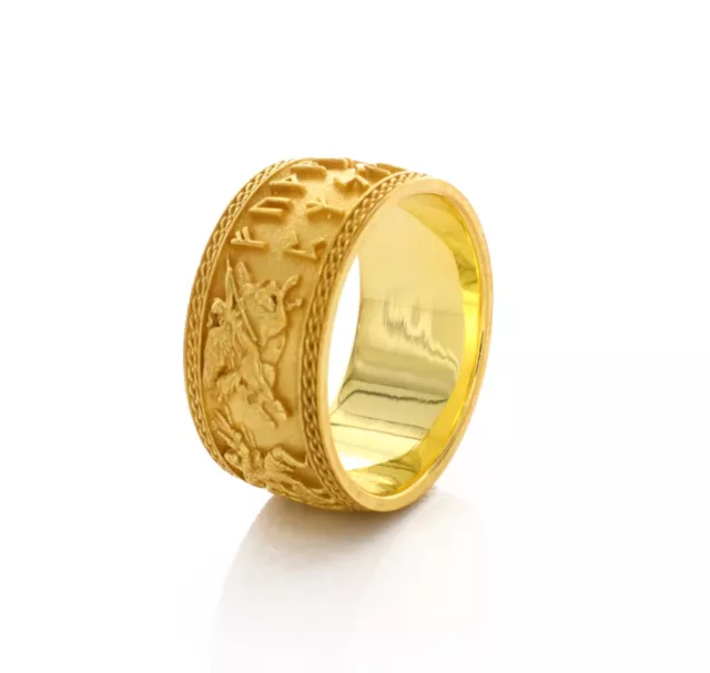 10mm Custom Made 14k Solid Yellow Gold Valkyrie Viking Ring