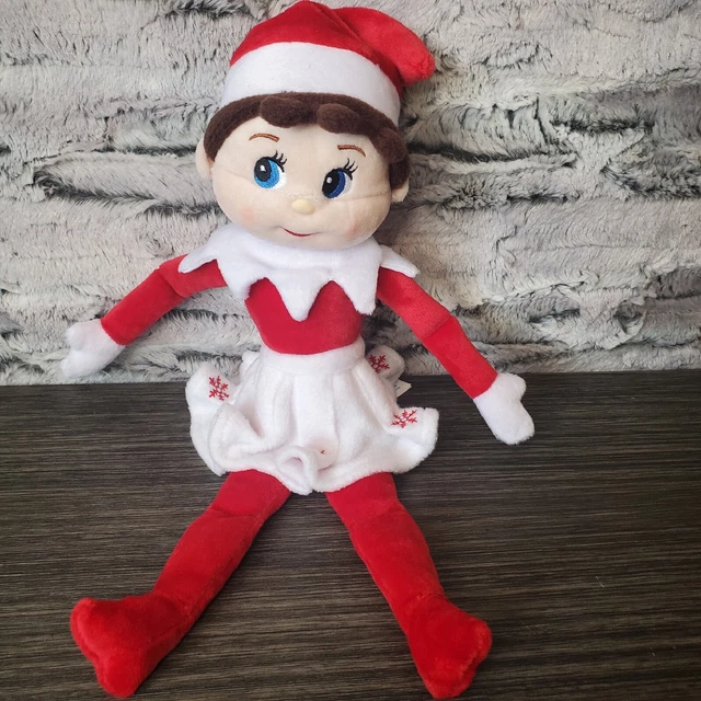 Elf on the Shelf Girl Plushee Pals Doll Toy Brown Hair Blue Eyes 2005 Felt Skirt